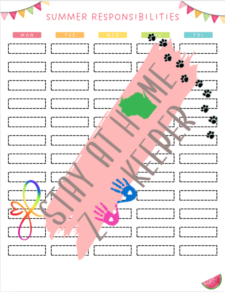 Responsibility Chart (summer & school year)